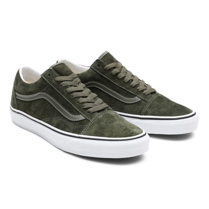 Vans Pig Suede Old Skool Dam Olivgröna/Vita - Vans Låga Skor Butiker (ZSBNE0219)